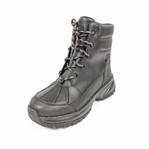 NWOT Ugg Womens Shoes Black Leather Yose Lace Up Boots Size 6